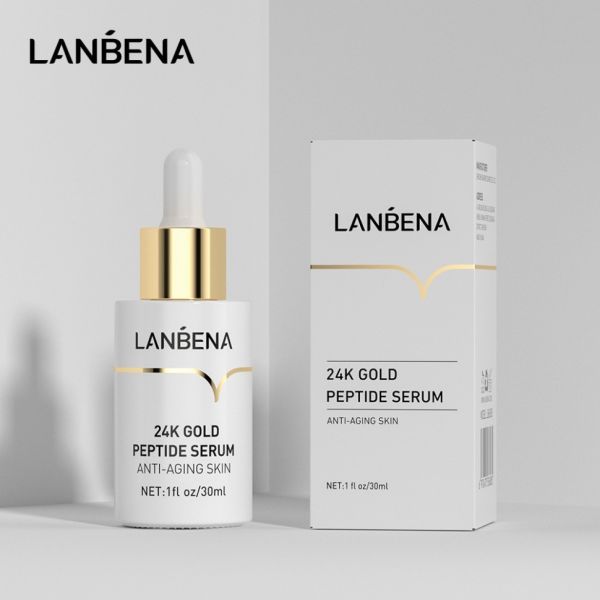 LANBENA Anti-aging facial serum with 6 peptides and 24 karat gold 30ml.